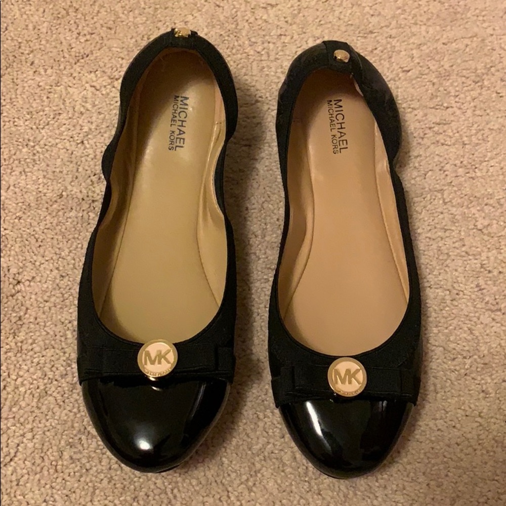 Michael Kors Patent Black Leather Flat
